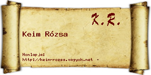 Keim Rózsa névjegykártya